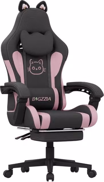 Sedia da gioco per bambini HOME FITNESS CODE rosa con poggiapiedi, schienale con poggiatesta e ruote, ergonomica e girevole a 360 gradi