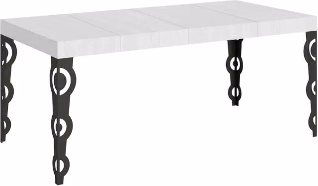 Tavolo allungabile Itamoby stile industrial in legno bianco frassino e metallo antracite L/P: 90 x 90 cm, estensibile fino a 246 cm – 1