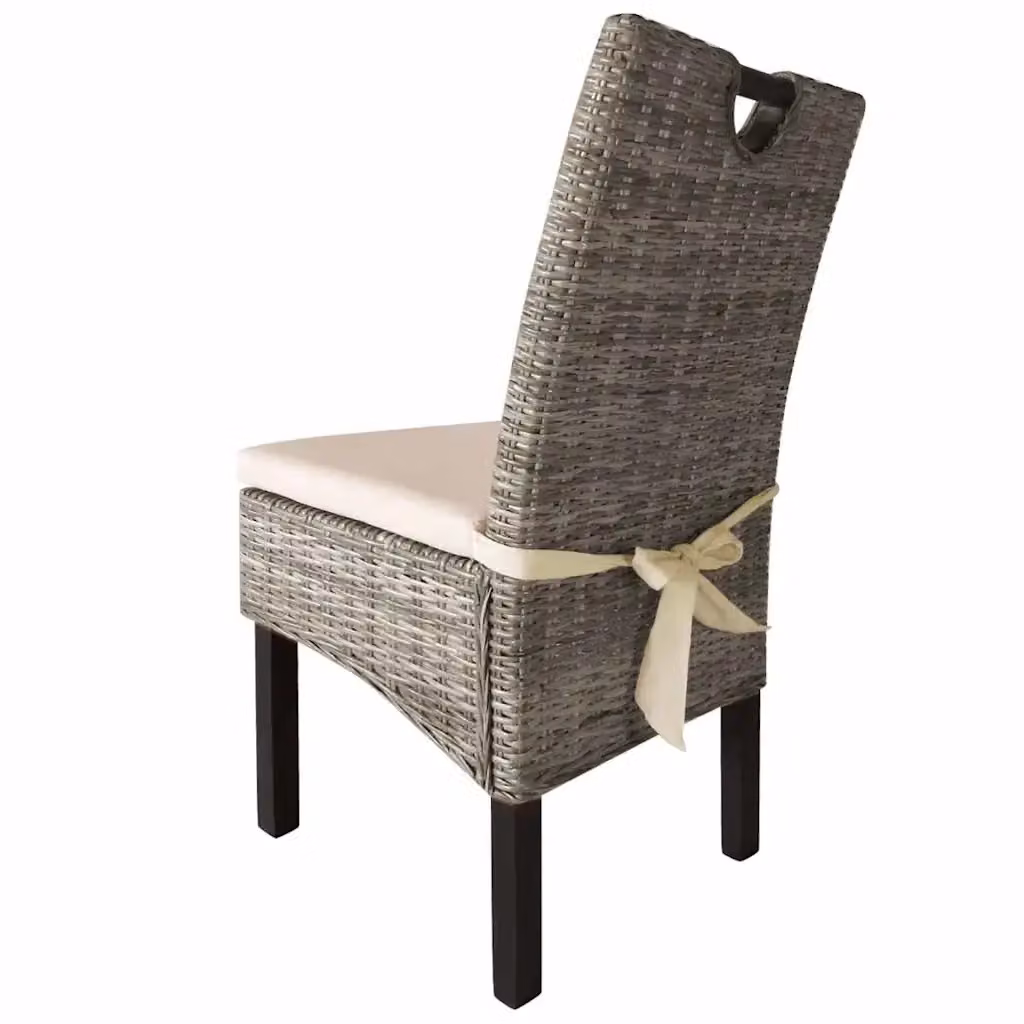 Set di 6 sedie da sala da pranzo vidaXL in rattan Kubu e legno di mango colore bianco – 2