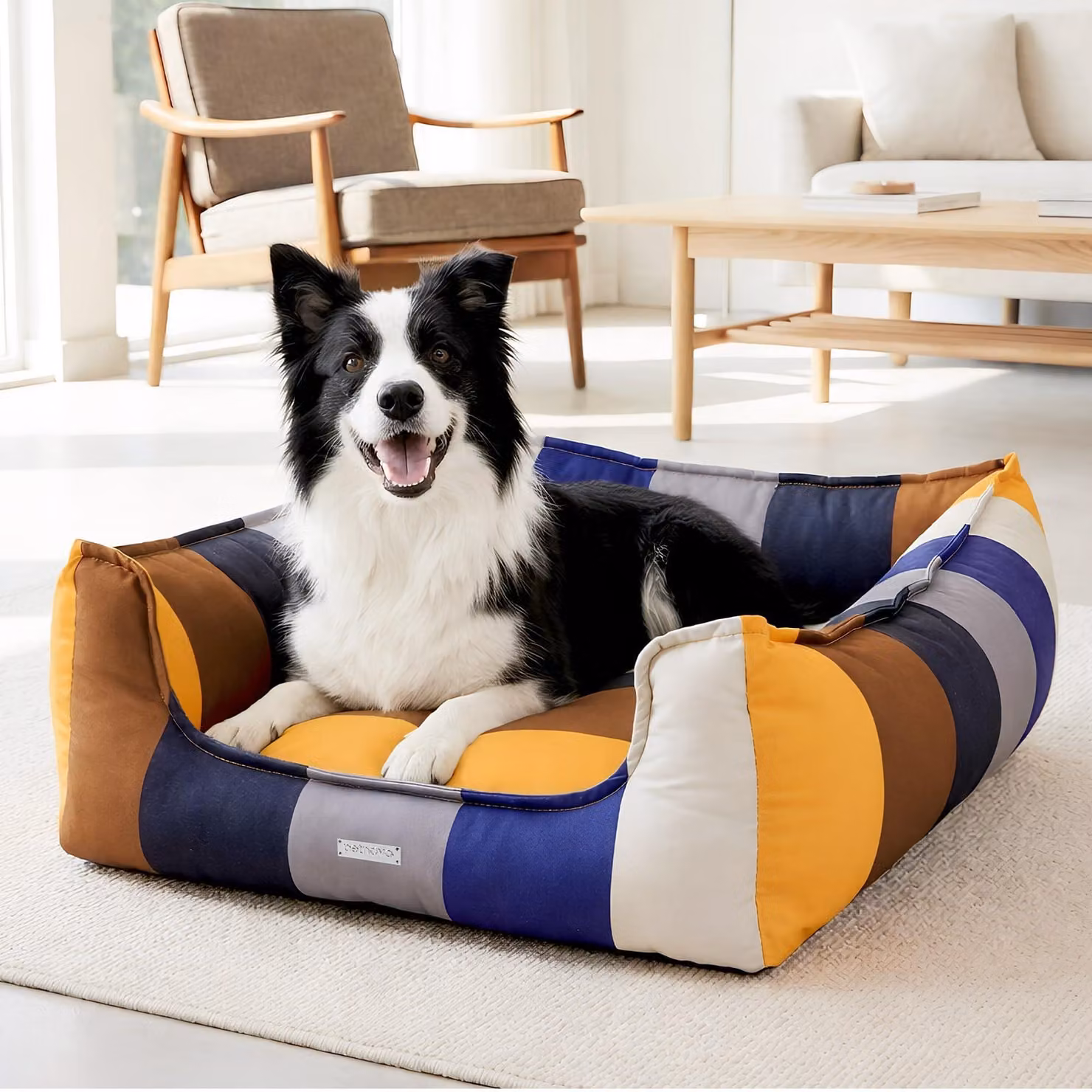 Cuccia per cani, adatta a cani di piccola taglia, reversibile, con fondo antiscivolo, realizzata in tessuto traspirante, di colore blu mediterraneo