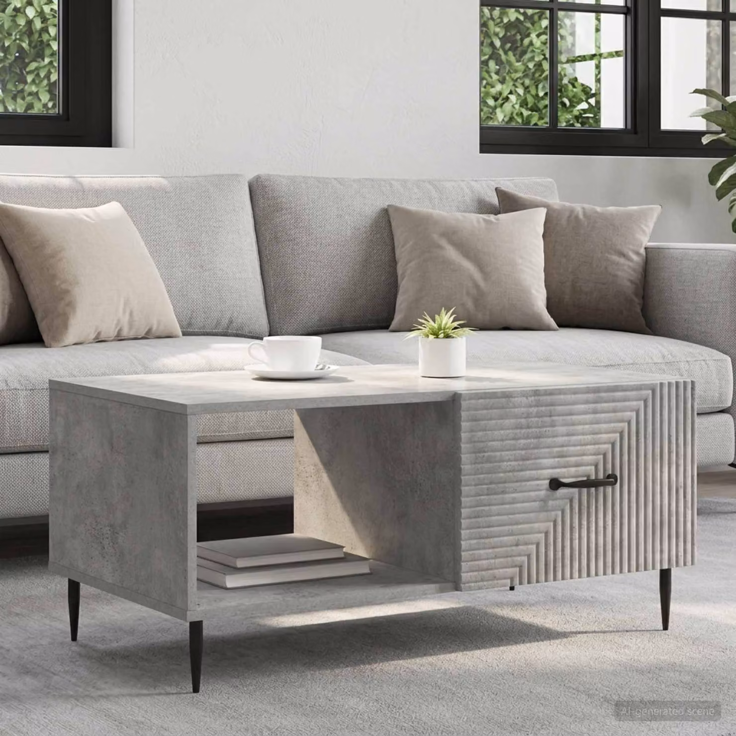 vidaXL Tavolino da salotto rettangolare in stile industriale, Grigio, L: 90 cm, P: 50 cm, H: 40 cm