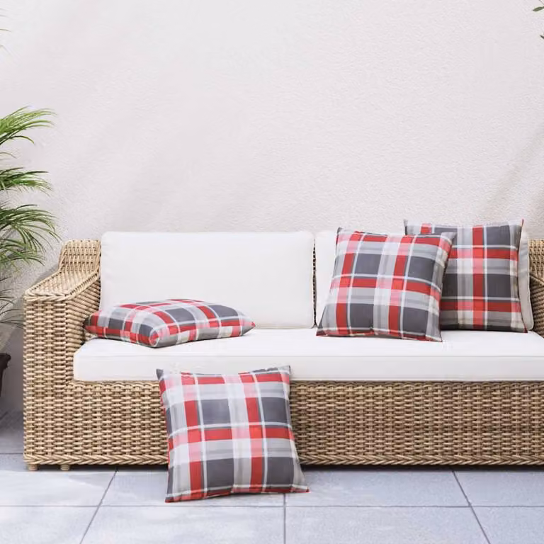 Set di 4 cuscini quadrati vidaXL rossi in tessuto idrorepellente, L/P: 40 x 40 cm