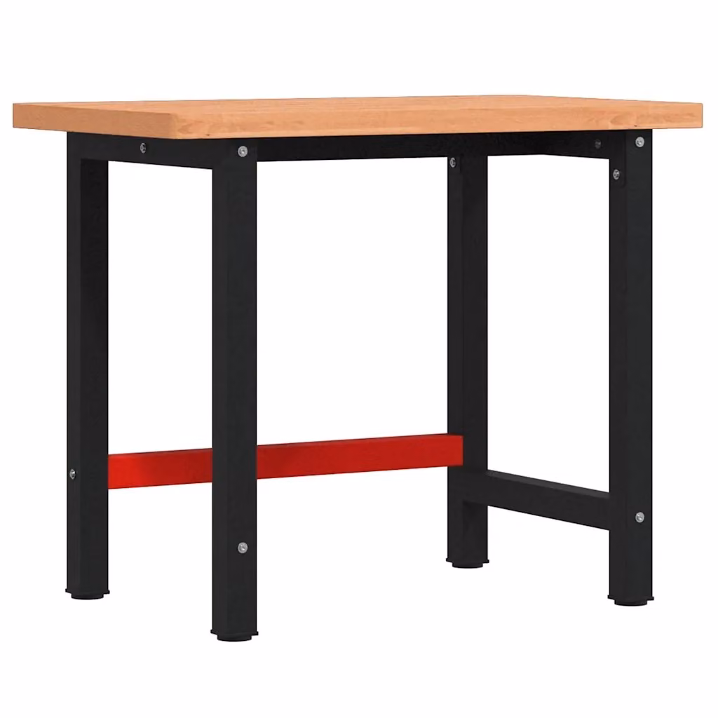 Banco Lavoro VIDAXL in Legno di Faggio e Metallo, Multicolore, L 100 cm x P 57 cm x H 83 cm – 2