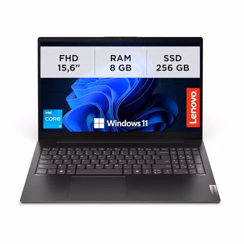Lenovo V15 G5 IRL, Laptop professionale 15.6" Full HD con processori Intel i3, memoria RAM DDR5 8 GB e archiviazione SSD Rapida 256GB, Windows 11 Pro – Nero