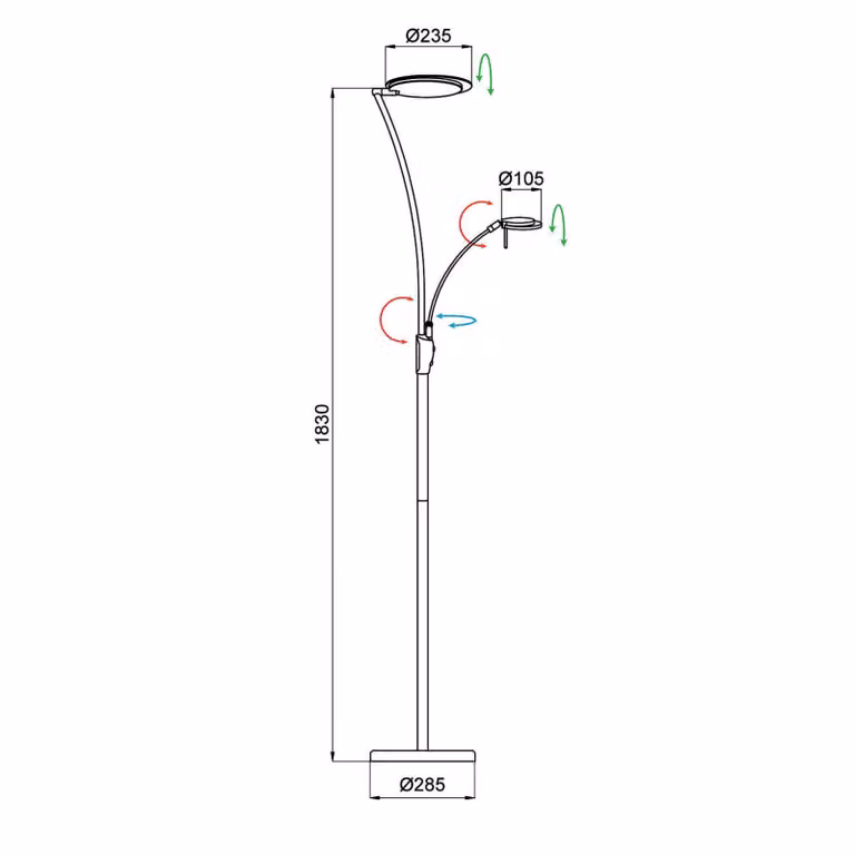 Aluminor Lampada da terra a LED Kitel 89, dimmerabile, Bianco / Opale, Soggiorno / Sala da pranzo, Plastica, Lampada LED da terra