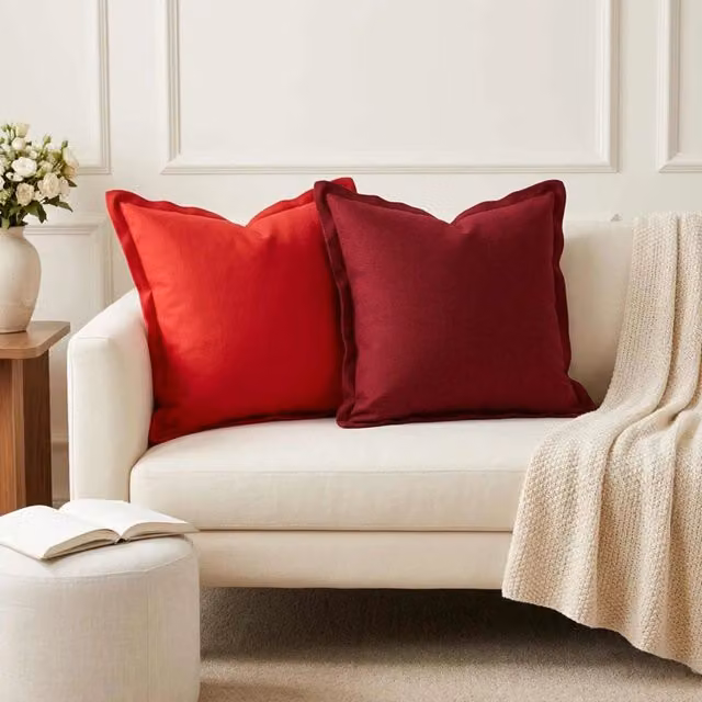 Cuscino con cuscino HOUTEN 12 pz Rosso Vino Lino 935049