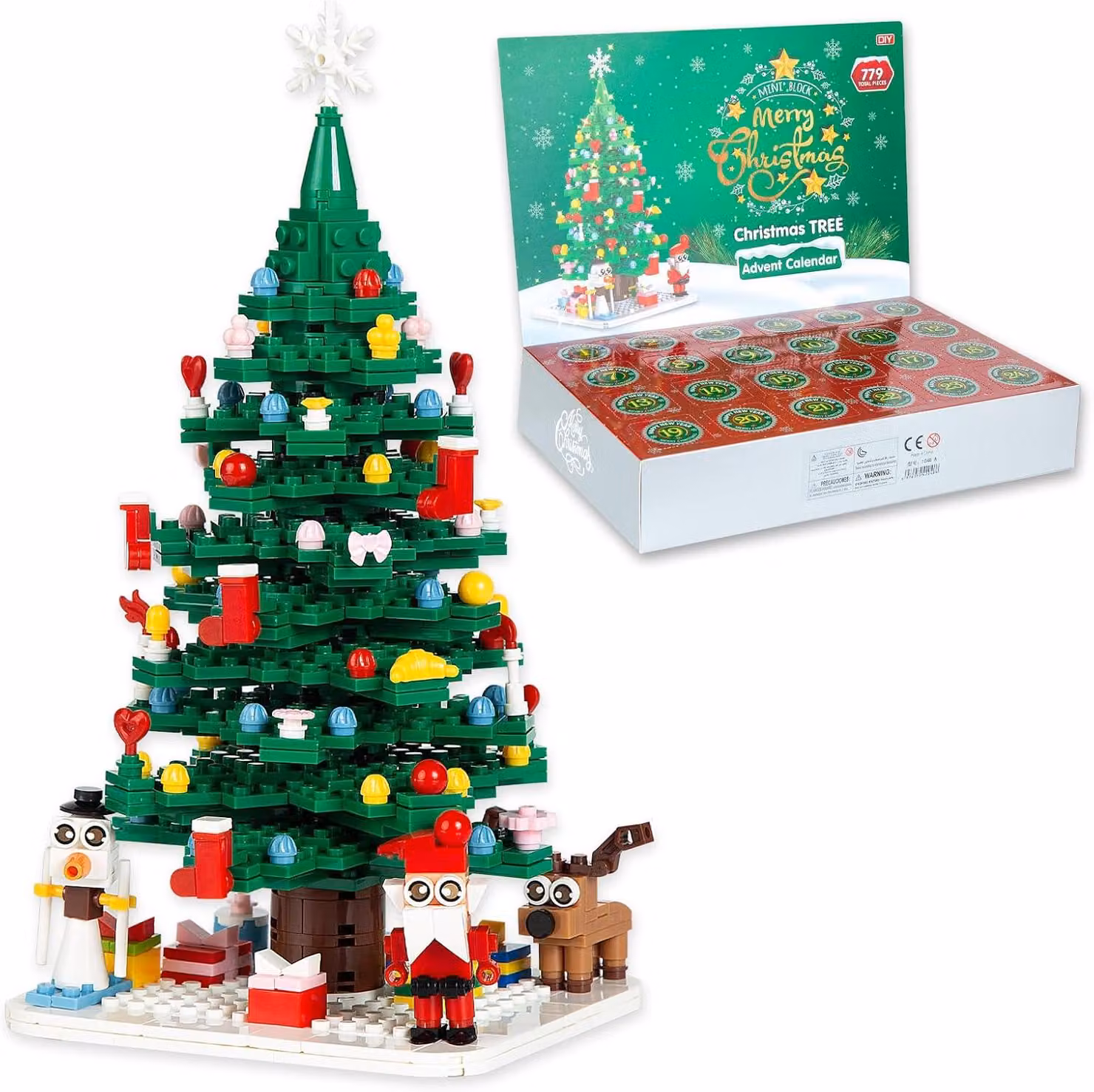 Calendario dell'Avvento 2026: Kit per costruire un albero di Natale - Set di blocchi da costruzione per il calendario dell'Avvento natalizio, 779 pezzi