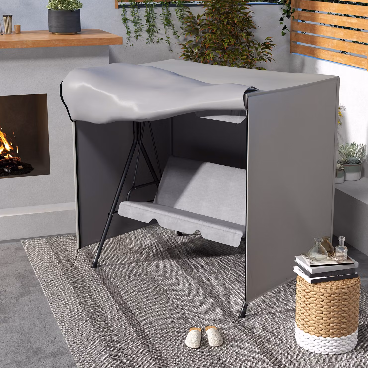 Copertura per dondolo da giardino Outsunny con cerniera, colore grigio, L/P/H: 177 x 114 x 152 cm – 2