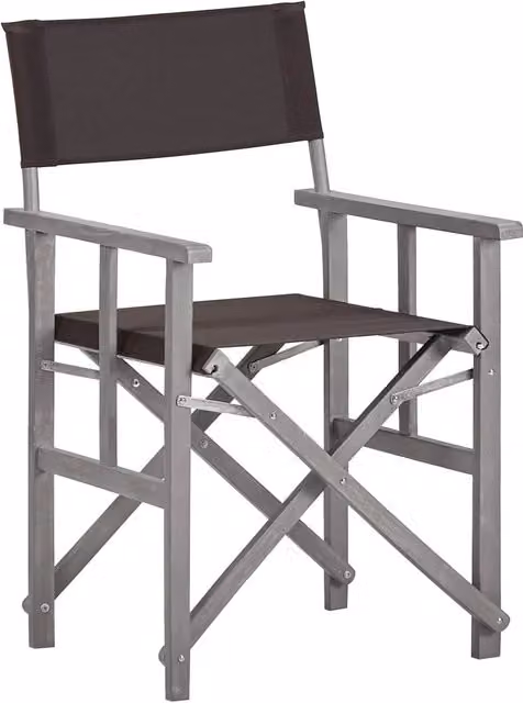Set di 2 sedie da regista vidaXL in legno massello di acacia oliato, colori grigio e nero, ideali per il giardino