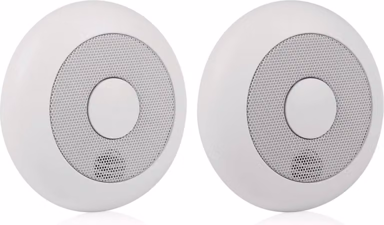 set di 2 rilevatori di fumo collegabili in rete, portata radio fino a 20 m, collegabile, espandibile