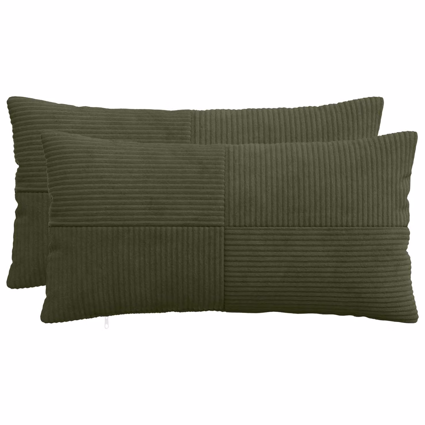 Set di 2 federe vidaXL ALMELO in velluto a coste verdi, L 40 cm x P 80 cm