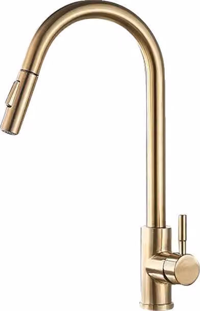 Rubinetto da cucina, doccetta estraibile, design orientabile a 360 gradi, oro spazzolato