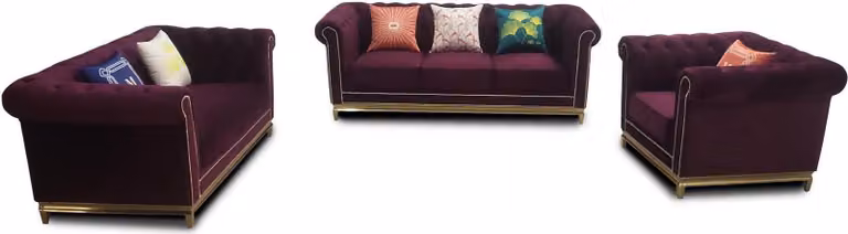 Sitzgarnitur 3+2+1 Sitzer Möbel Polster TextilLeder Moderne Chesterfield Design