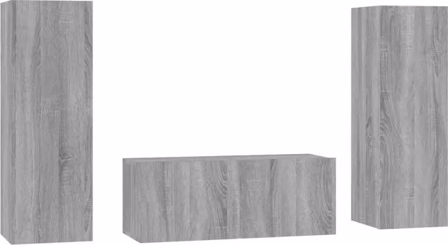 Set di mobili porta TV da 3 pezzi in legno multistrato grigio, design classico per il tuo soggiorno