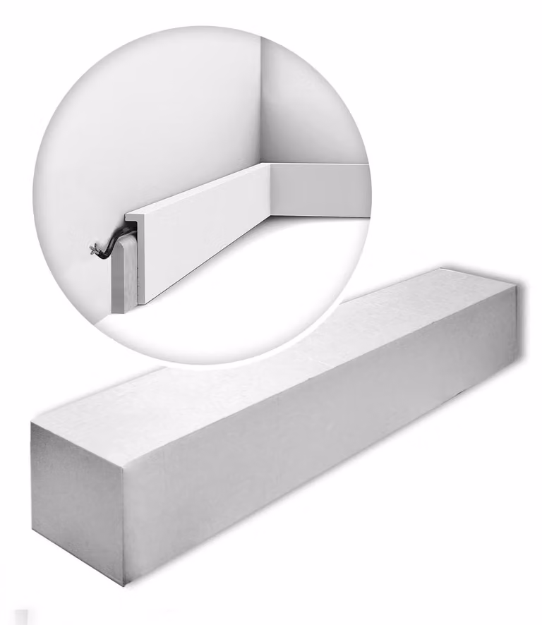 Orac Decor SX171-RAL9003-box AXXENT SQUARE1 cartone con 20 strisce decorative Battiscopa pavimento copertura striscia stile moderno colore bianco | 40 m