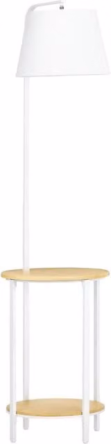 Lampada da terra moderna Minimal con tavolino integrato in bianco con tecnologia LED, L/P/H: 43 x 39,5 x 162 cm