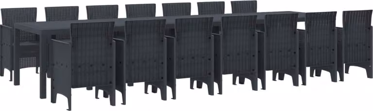 Maison Exclusive - Set da pranzo per esterno con cuscini, 15 pezzi, colore antracite, materiale: polipropilene