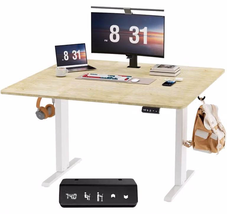 Scrivania regolabile in altezza, elettrica - Piano di lavoro 100 x 60 cm - Scrivania autoportante bianca - Tavolo per computer, ideale per scrivere e giocare