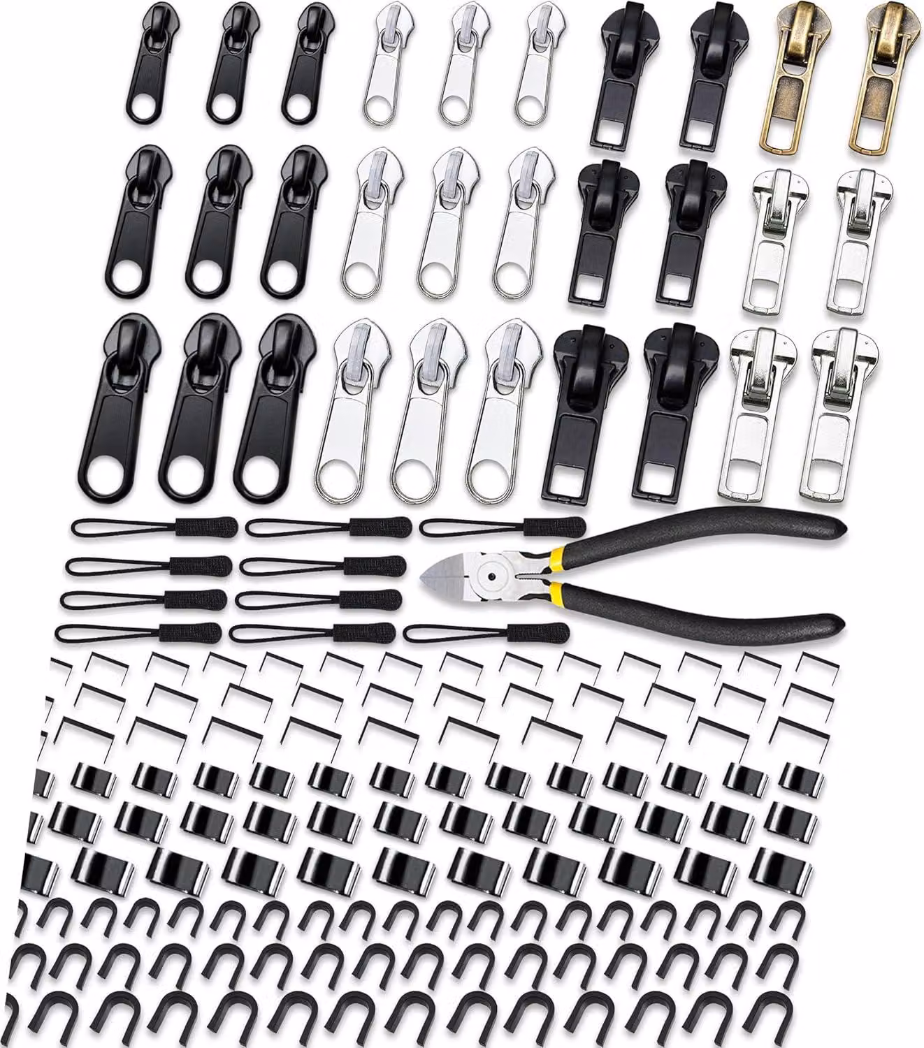 Kit di riparazione per cerniere, composto da 159 pezzi, in metallo, taglie #3, #5, #8, adatto per abbigliamento e borse