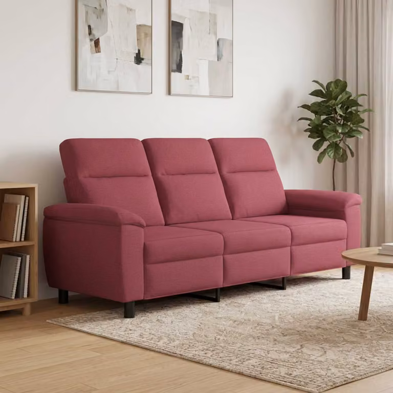 Divano moderno vidaXL in tessuto rosso con struttura in metallo L: 214 cm, P: 90 cm, H: 95 cm