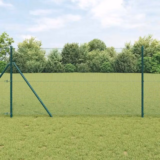 Recinzione a rete saldata vidaXL da fissare a terra, colore verde, L: 25 m, H: 1,4 m