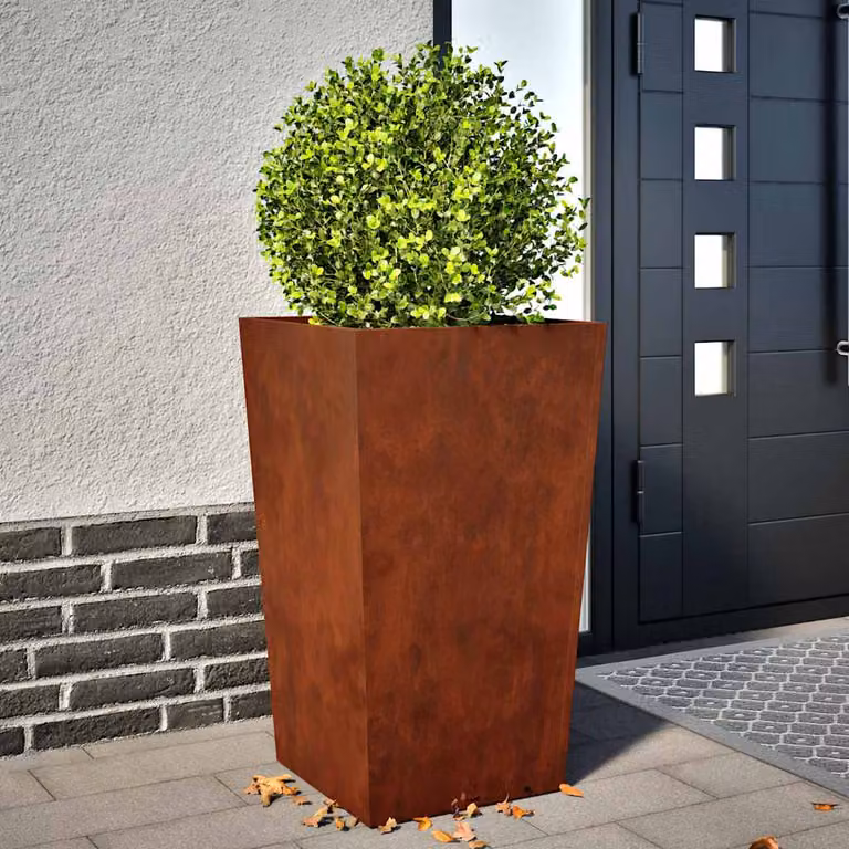 vidaXL Fioriera da Giardino in Acciaio, Marrone e Argento, L/P/H: 45 x 45 x 75 cm