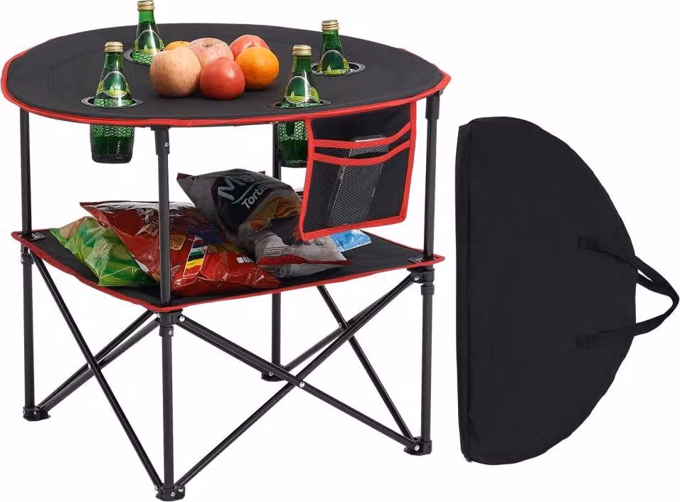 Tavolo pieghevole portatile - Tavolo da picnic nero da 72 cm - Tavolo da buffet in tessuto Oxford - Tavoli portatili per eventi all'aperto