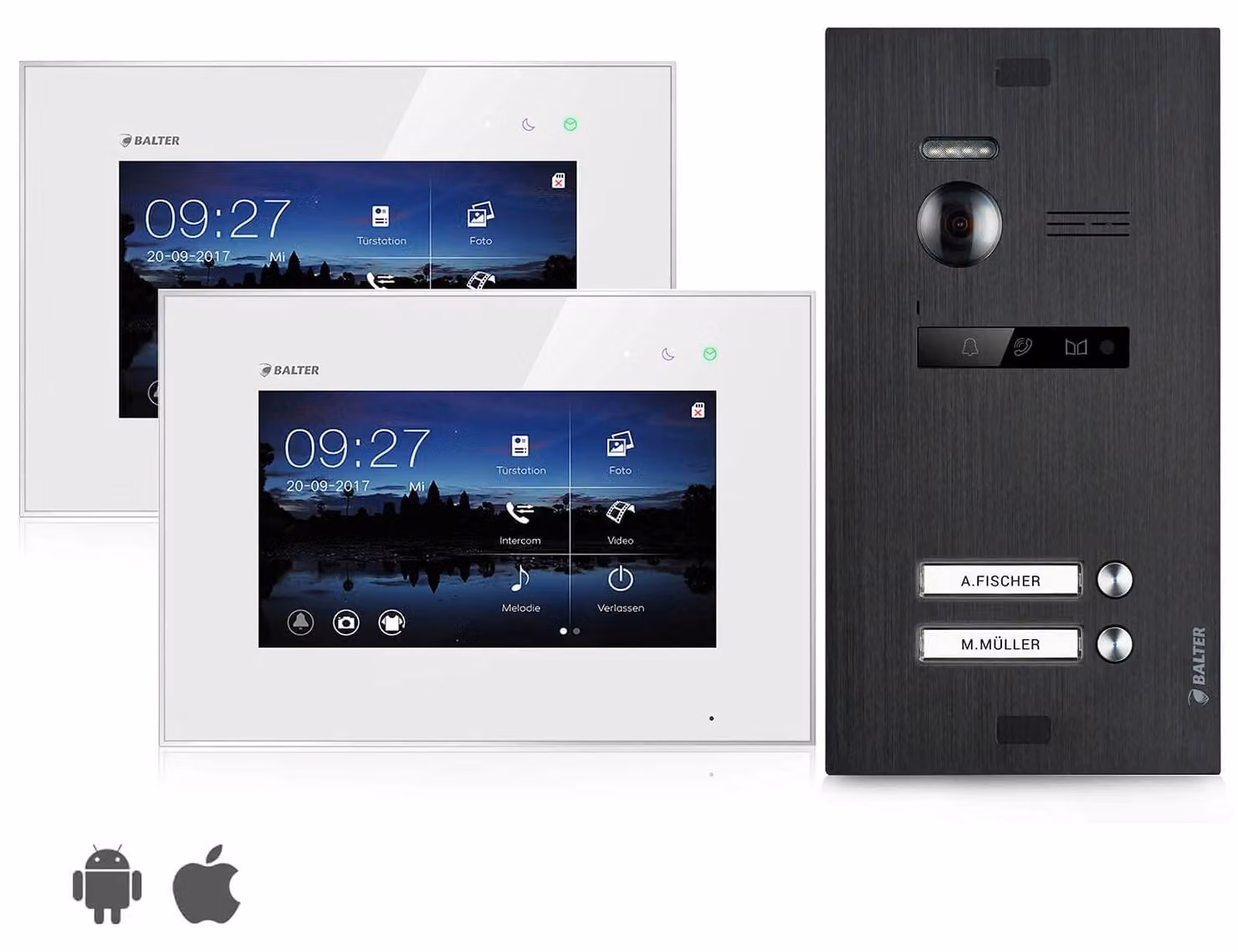 Videocitofono bidirezionale a 2 fili - Schermo touchscreen da 7 pollici - Interfono Wi-Fi