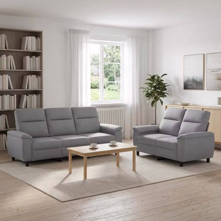 Set di 2 divani moderni vidaXL in tessuto grigio con struttura in metallo per il tuo soggiorno