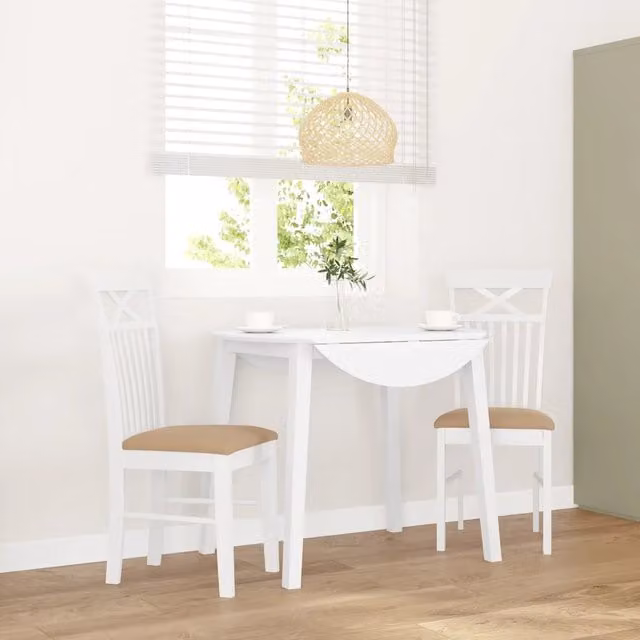 Set di 2 sedie da pranzo vidaXL in legno di Hevea con cuscini bianchi e struttura marrone