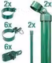 Alberts 600181 Set di collegamento per cancello in filo metallico e recinzione in rete metallica, set, 2s, zinco-fosfatato verde, Ø cancello: 76 mm, altezza recinzione: 80 cm