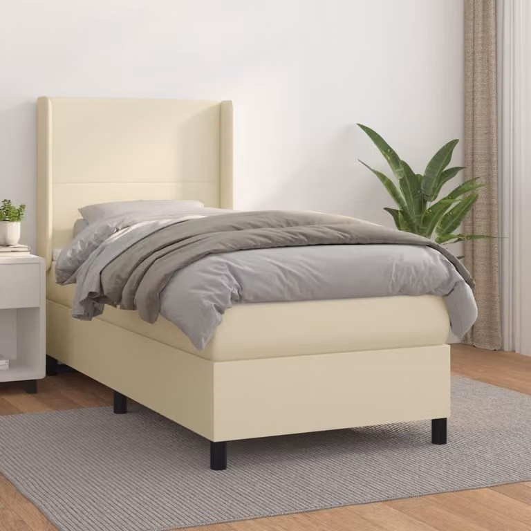 Maison Exclusive - Letto boxspring con materasso color crema 90x200 cm in ecopelle