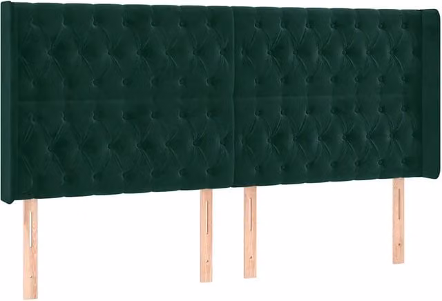 Testiera | Testata ad Orecchio Verde Scuro 203x16x118/128 cm in Velluto