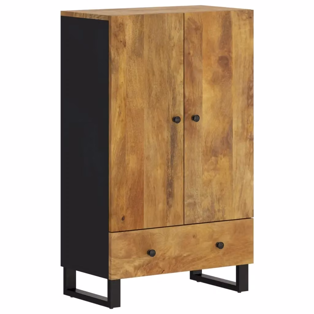 Credenza con Cassetto in Legno di Mango e Metallo Stile Industrial vidaXL, Marrone, L 60 cm x P 33 cm x H 100 cm – 2