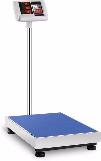 Bilancia a piattaforma blu in plastica con capacità 300 kg e precisione 50 g, L: 60 cm, P: 45 cm