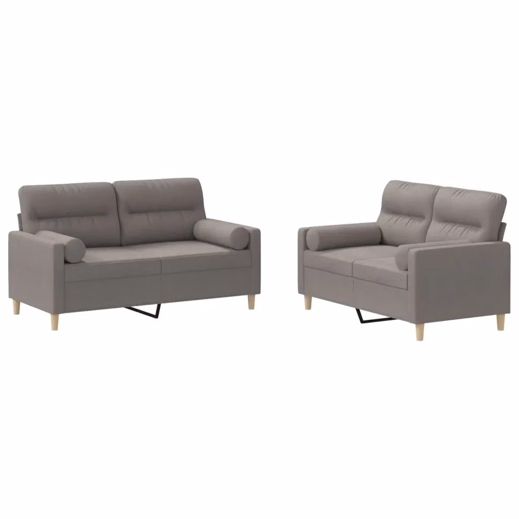 Set di 2 divani vidaXL in tessuto beige e grigio con cuscini per soggiorno in stile moderno – 2