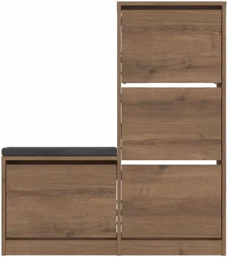 Scarpiera "Dude" con seduta in legno - 105 x 26 x 118 cm - Marrone