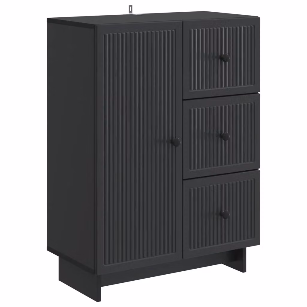 Credenza moderna vidaXL in legno MDF e metallo, colore nero opaco, L 66 cm x P 34,5 cm x H 90 cm – 2