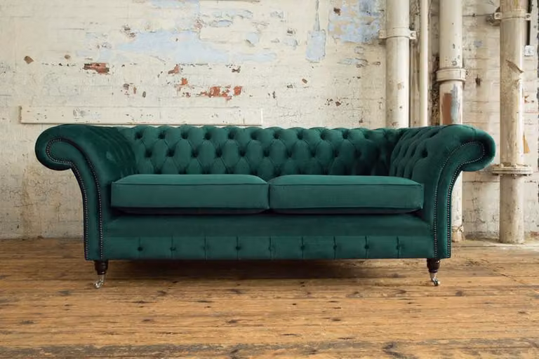 Sofa 3 Sitzer Couch Chesterfield Polster Sitz Garnitur Leder design Samt