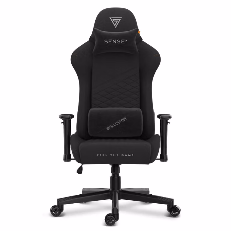 SENSE7 Spellcaster SENSHI Sedia da gaming in ecopelle nera - Sedia da ufficio ergonomica, sedia da scrivania, sedia da gaming, 150 kg, poltrona direzionale, schiuma a freddo