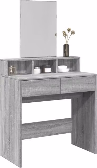 Toeletta con Specchio-Tavolo da Vanit¨¤ Grigio Sonoma 80x41x144,5 cm