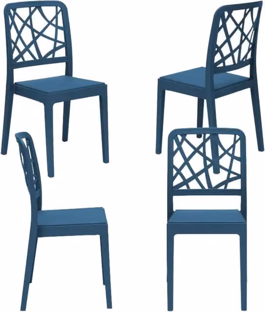 Set 4 sedie in polipropilene PENELOPE, 100% MADE IN ITALY, impilabile, resistente ai raggi UV, design moderno, ideale per sala da pranzo, cucina, sala d’attesa, bar, ristoranti o giardino, colore Petrolio