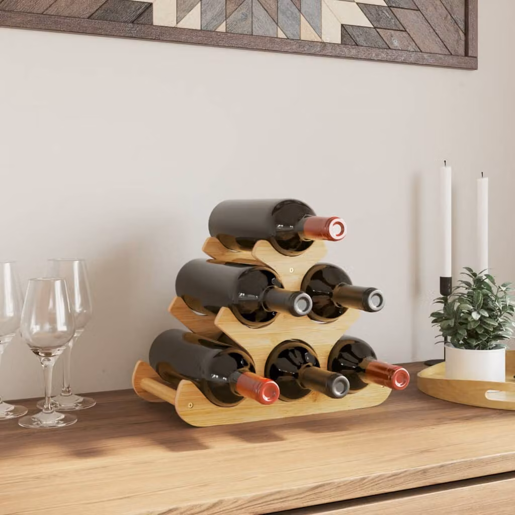 Portabottiglie di vino vidaXL per 6 bottiglie in bambù marrone L: 35 cm, P: 18 cm, H: 25,5 cm