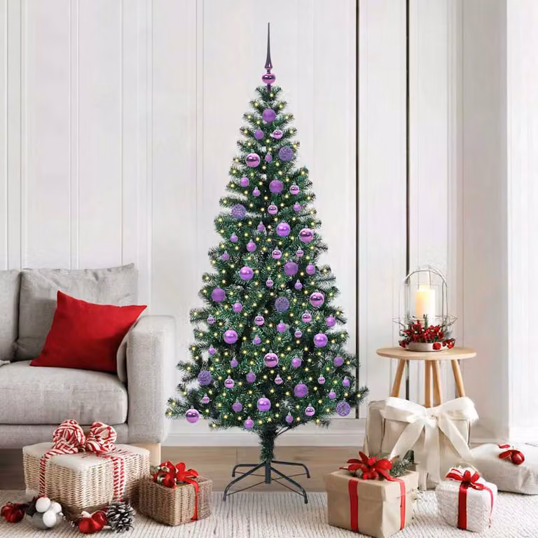 Albero di Natale artificiale vidaXL con luci LED bianco caldo Verde 180 cm
