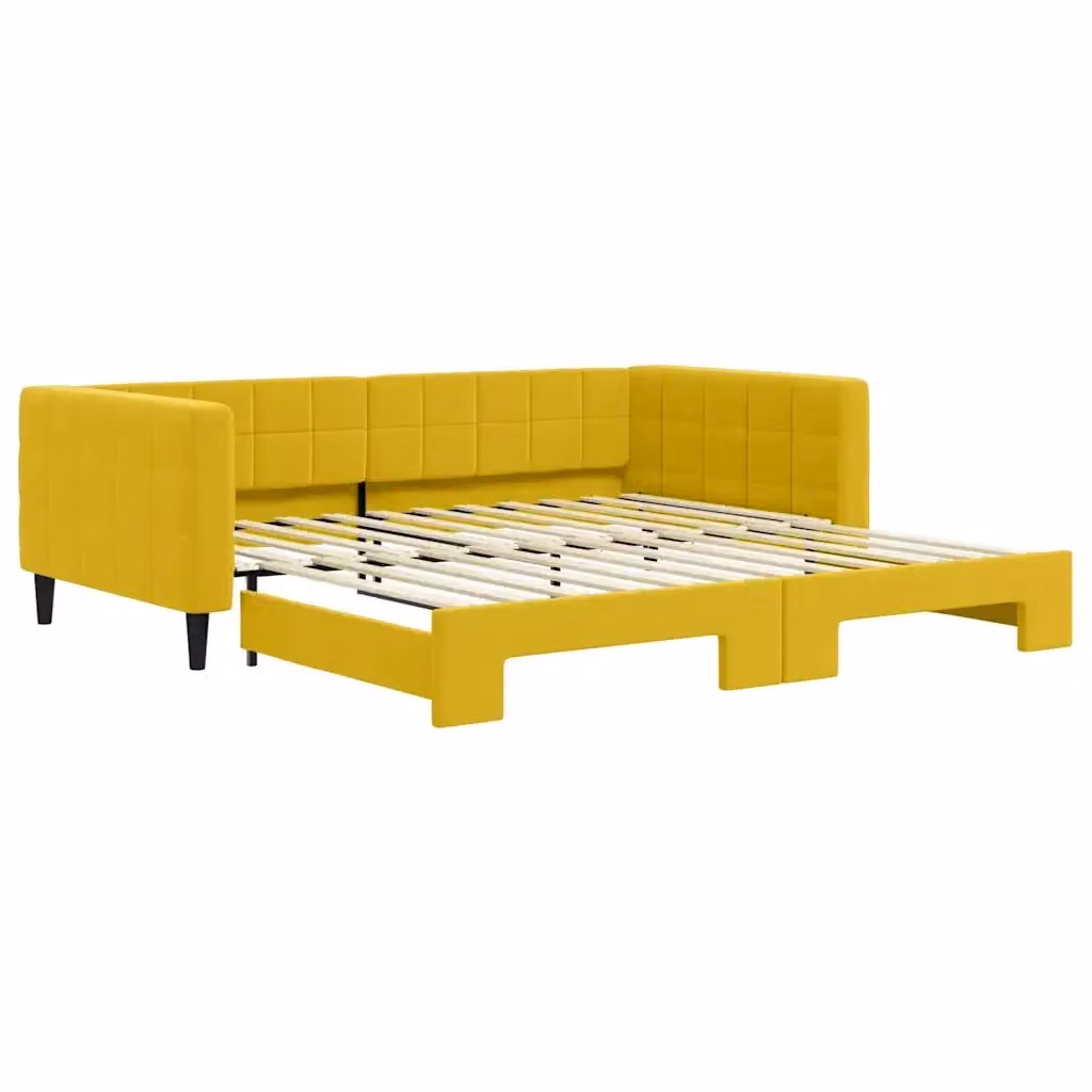 Divano Letto Moderno con Letto Estraibile vidaXL in Velluto Giallo L/P/H: 223 x 100 x 68 cm – 2