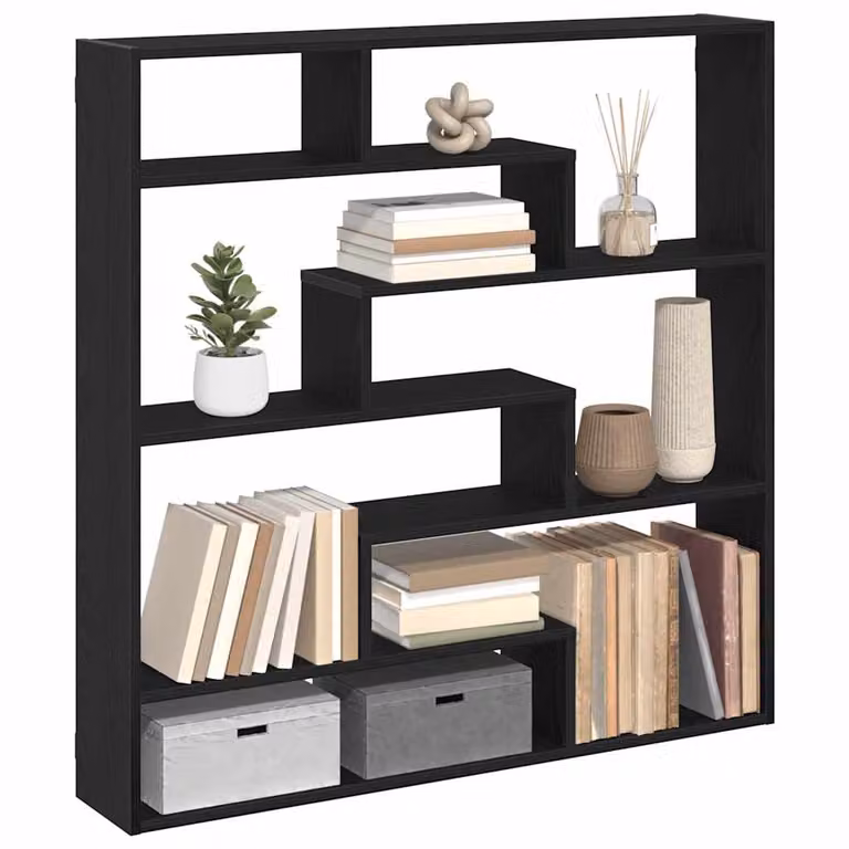 vidaXL Mensola a Cubo da Parete con 7 Scomparti in MDF Nero Opaco