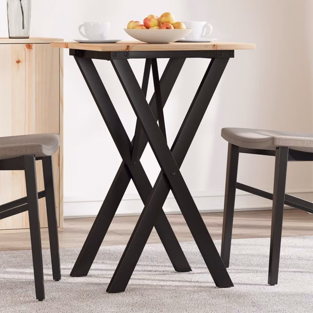 Maison Exclusive - Tavolo da Pranzo Telaio a X 50x50x75 cm Legno Pino e Acciaio