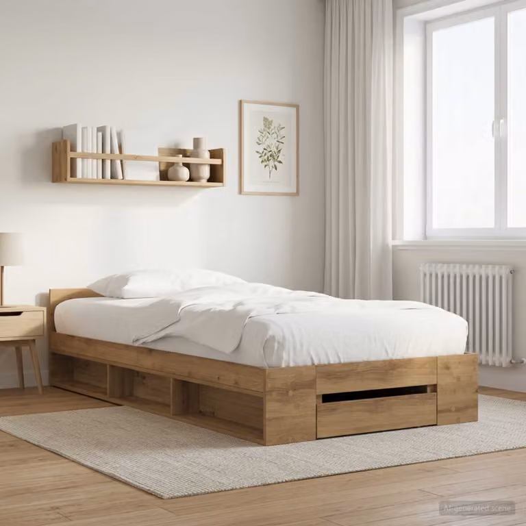 vidaXL Telaio del letto con cassetti in legno Rovere Marrone L: 200 cm, P: 80 cm, H: 83 cm