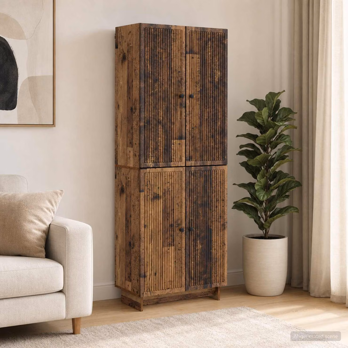 Set di 2 armadi moderni vidaXL in legno e MDF marrone con ripiani e cassetti interni per soggiorno o ufficio