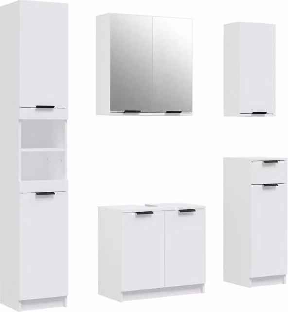 Set di mobili da bagno 5 pz contenitore elegante 64 x 34 x 90 cm in legno multistrato bianco 02_0055217
